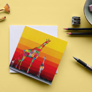 Giraffe in Colour Single Card