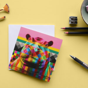Hippo in Colour Single Card