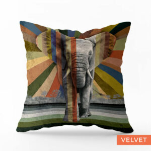 Elephant in Shades of Africa Velvet Pillow Cover