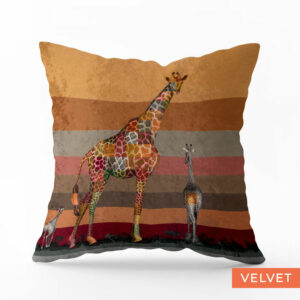 Giraffe in Shades of Africa Velvet Pillow Cover