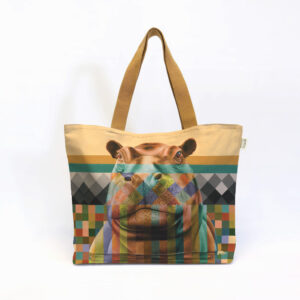 Hippo in Shades of Africa Canvas Bag