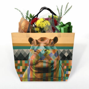 Hippo in Shades of Africa Recycled Shopper