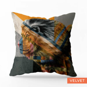 Lion in Shades of Africa Velvet Pillow Cover
