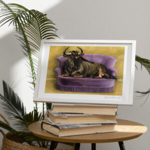 Wildebeest at Leisure Signed Print - A4