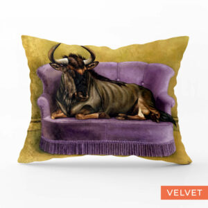 Wildebeest at Leisure Velvet Pillow Cover