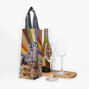 Zebra in Shades of Africa Recycled Wine Carrier