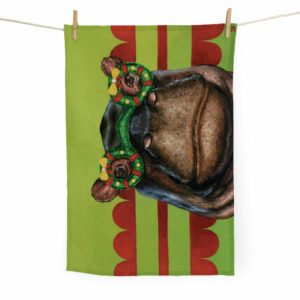 Festive Hippo Tea Towel