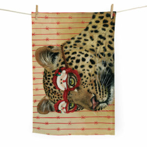 Festive Leopard Tea Towel