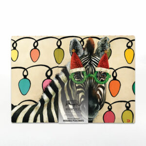 Festive Party Laminated Placemats - Zebra, Hippo, Leopard & Hyena
