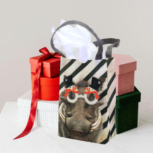 Festive Warthog Recycled Gift Bag
