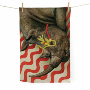 Festive Rhino Tea Towel
