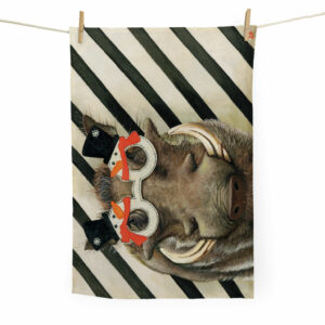 Festive Warthog Tea Towel