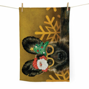 Festive Wild Dog Tea Towel