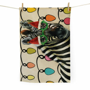 Festive Zebra Tea Towel