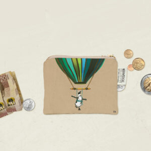 Muted Blue Penguin in Flight Coin Purse