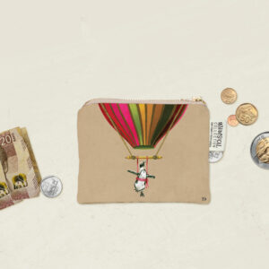 Muted Pink Penguin in Flight Coin Purse