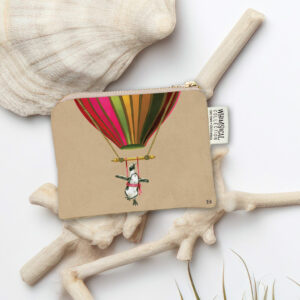 Muted Pink Penguin in Flight Coin Purse