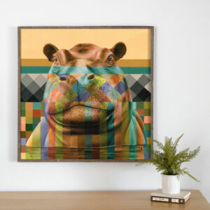 Hippo in Shades of Africa Canvas Art Print