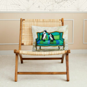 Blue Penguins at Leisure Large Pillow Cover