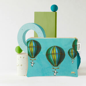 Blue Penguin in Flight Small Zip Bag