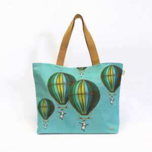 Blue Penguin in Flight Canvas Bag
