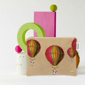 Muted Pink Penguin in Flight Small Zip Bag