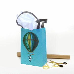 Blue Penguin in Flight Recycled Gift Bag