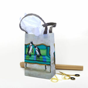 Blue Penguins at Leisure Recycled Gift Bag