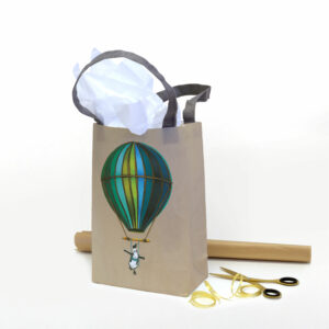 Muted Blue Penguin in Flight Recycled Gift Bag