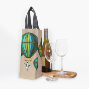 Muted Blue Penguin in Flight Recycled Wine Carrier