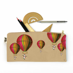 Muted Pink Penguin in Flight Pencil Case