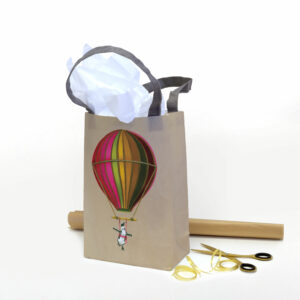 Muted Pink Penguin in Flight Recycled Gift Bag