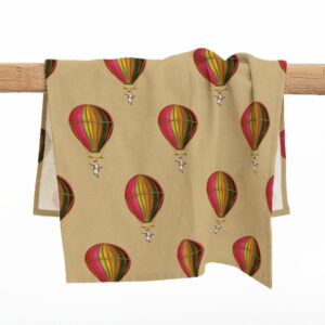 Muted Pink Penguin in Flight Tea Towel